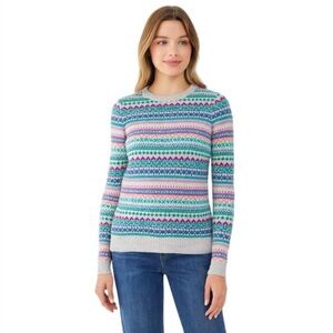 Boden Striped Fair Isle Knit Sweater Wool Cotton Cashmere Blend Cabincore Ski